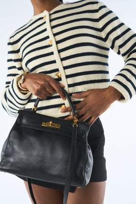 HERMES Kelly 28 vintage 1996 black swift leather with gold hardware